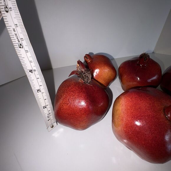 Pomegranate Faux Fruit Bowl Filler Set of 6 Red Home Table Decor - Picture 7 of 9